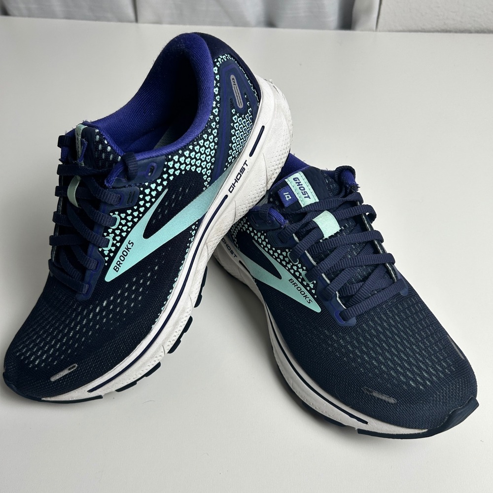 Brooks Ghost 14 Navy Blue Purple Running Shoes 1203561B446 Womens 6.5